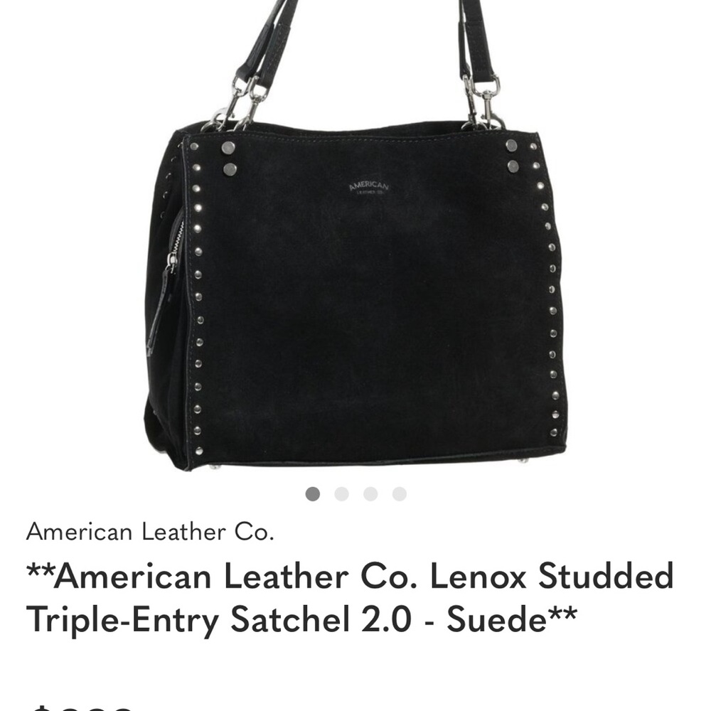 American Leather Co. Lenox 2.0 Black Suede triple entry Satchel - Picture 2 of 5